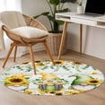 thumbnail image 4 of Round Rugs 4 Ft, Spring Gnomes Non Slip Area Rugs for Kitchen Bedroom Entryway, Botanical Yellow Flowers Leaves Wooden Plank Washable Carpet Runner Rug Floor Mats for Bedroom Home Decor, 4 of 8