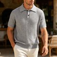 thumbnail image 3 of LIaqionyy Mens Knit Shirt Collared Short Sleeve Texture Summer Vacation Beach Stretchy Golf Tees Shirts Clothes, 3 of 6