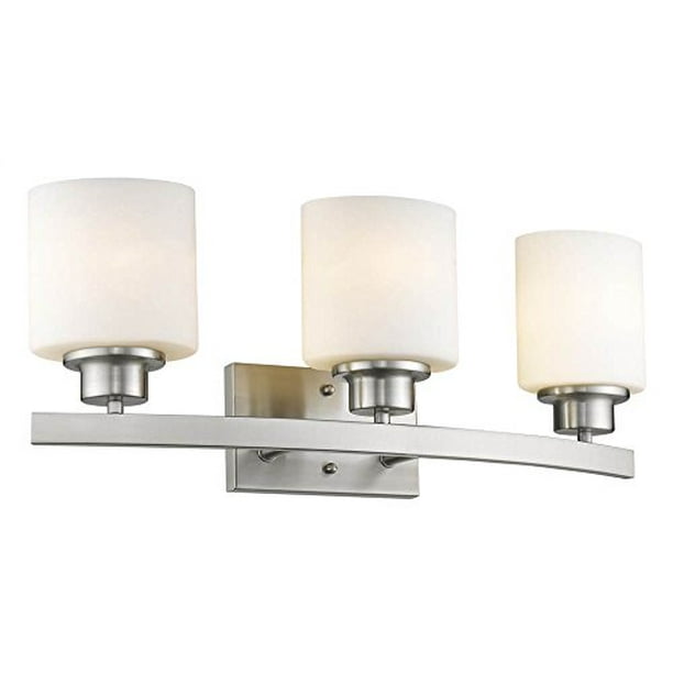 Chloe Lighting Aaliyah Contemporary 3 Light Brushed Nickel Bath Vanity Opal White Glass 23 Wide Com Chloe Lighting Aaliyah Contemporary 3, Bathroom Vanity Lighting Brushed Nickel