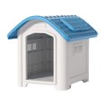 thumbnail image 1 of Casa para perros al aire libre, caseta para mascotas resistente a la intemperie con rejillas de ventilación, refugio para cachorros, jaula para perros azul sin puerta, 1 of 8
