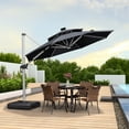 thumbnail image 2 of PURPLE LEAF 10FT Deluxe Round Solar Powered LED Patio Umbrella with Base, Large Offset Cantilever Umbrella with 360° Rotation, Gray, 2 of 14