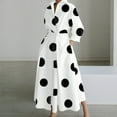 thumbnail image 2 of IROINNID Maxi Dress for Women Turn-down Collar Long Sleeve Waist Printed Long Dresses ,White, 2 of 6
