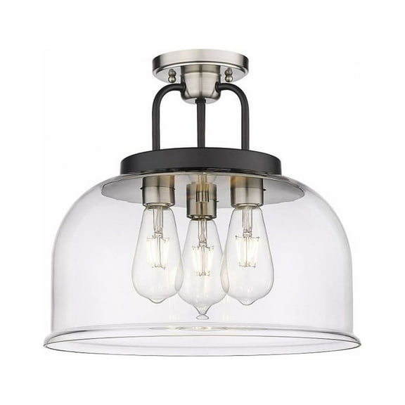 Innovations Lighting  Kahana - 3 Light 15" Semi-Flush Mount Clear/Black Satin Nickel