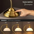 thumbnail image 2 of O'Bright Bankers - Cordless LED Table Lamp, Battery-Operated, Rechargeable, 3-Level Dimming, Universal USB-C Charging, 180° Swivel Head, White Jade Glass Shade, Antique Brass, 2 of 7