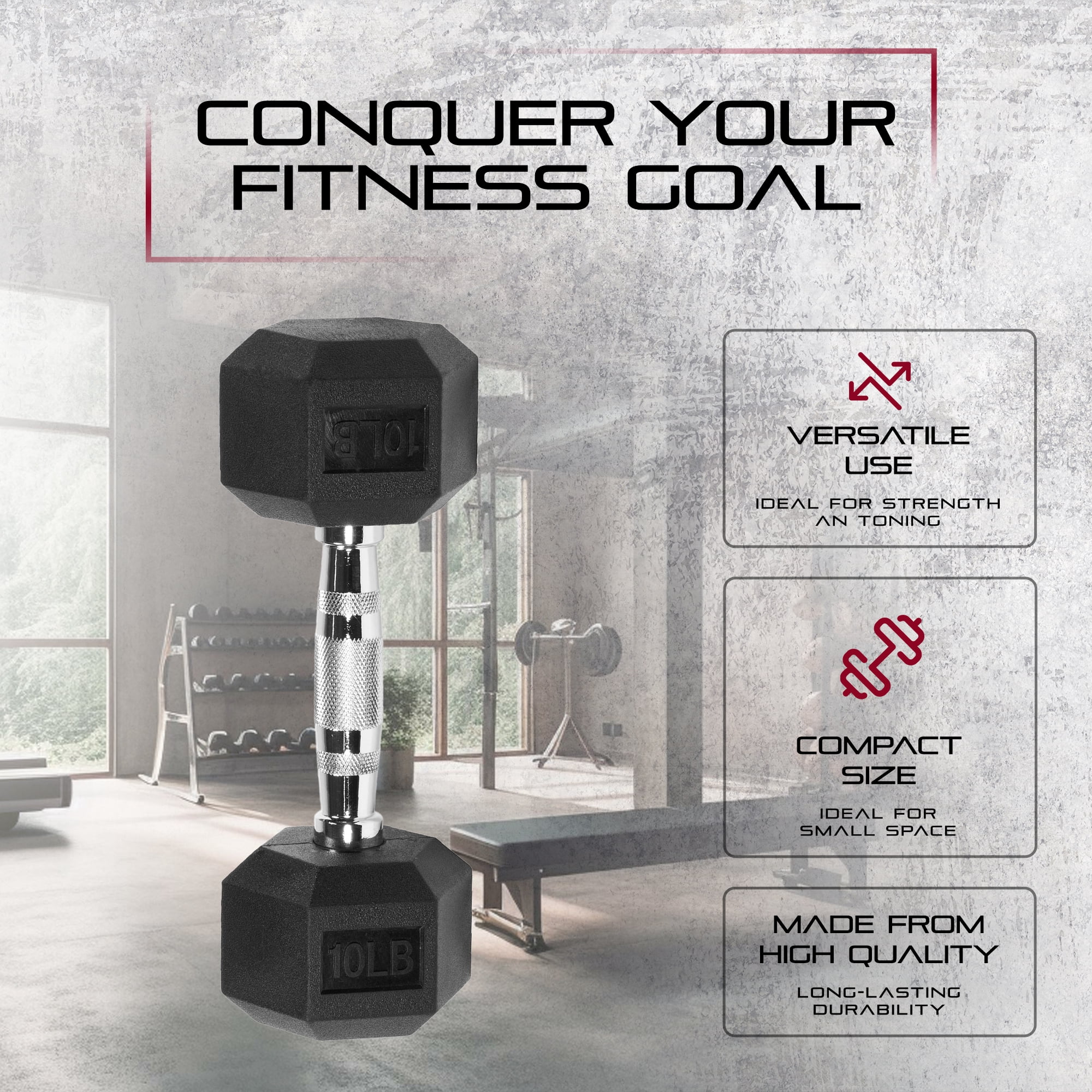 Signature Fitness Hex Dumbbells Strength Workout Equipment Set, 10 lbs