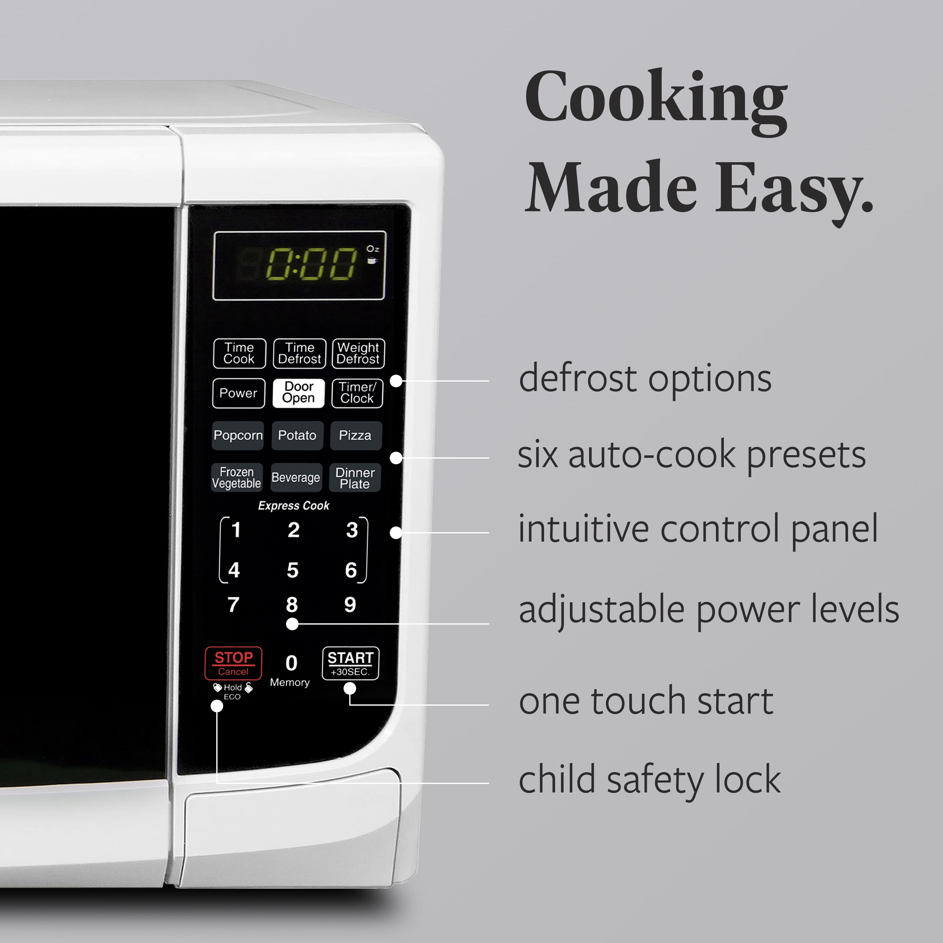Farberware Countertop Microwave Oven with LED Lighting & Child Lock, 0.7 Cu Ft White