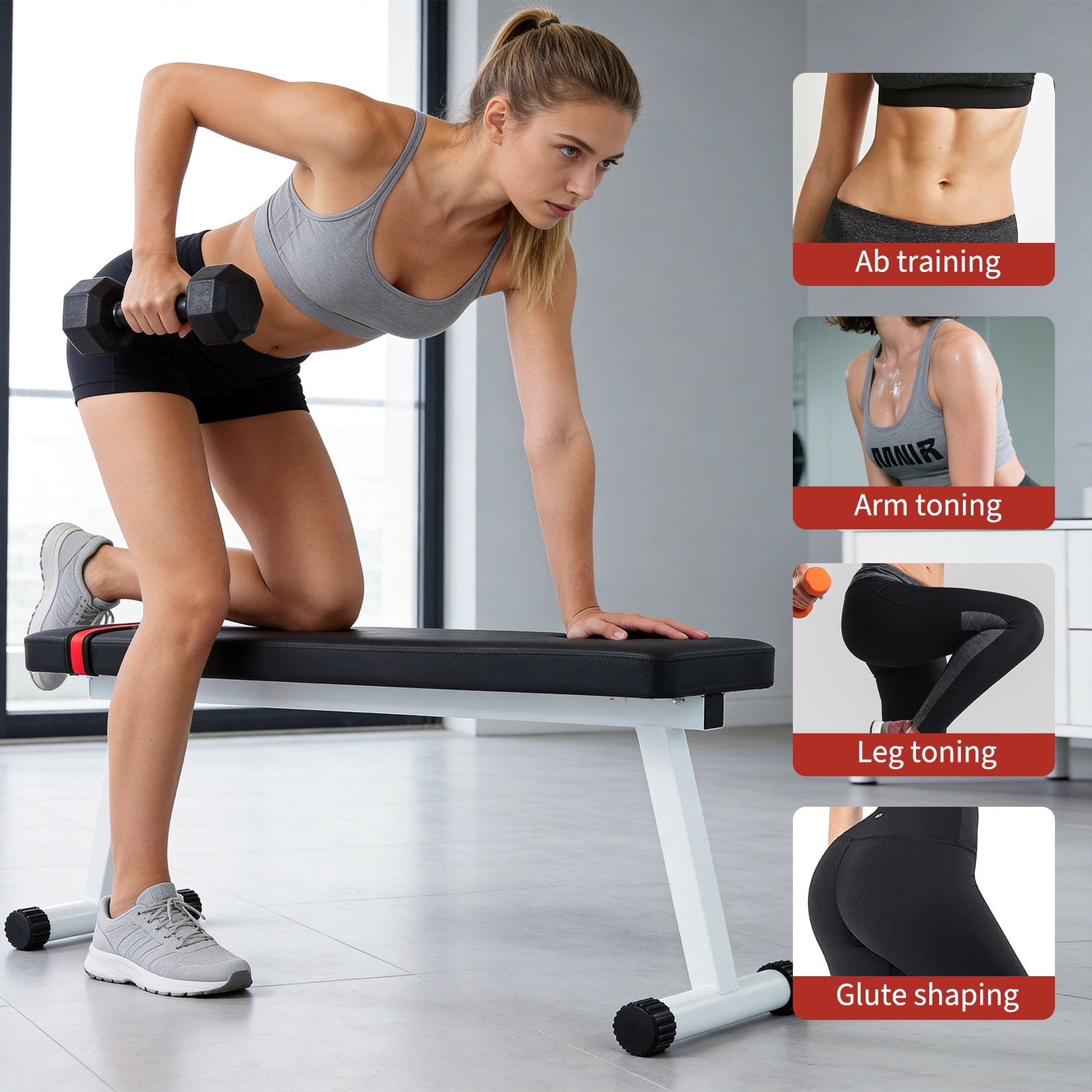 Adjustable Weight Bench for Home Gym, Multi-Purpose Foldable Workout Bench with Fast Folding Function, Heavy Duty Strength Training