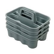 Idomy 4-Pack Plastic Commercial Carry Caddy for Cleaning Products, Gray