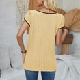 thumbnail image 7 of Tawop Womens Shirts Womens Tee Shirts Round Neck Solid Loose Patchwork Panel Yellow M(Us:6), 7 of 7