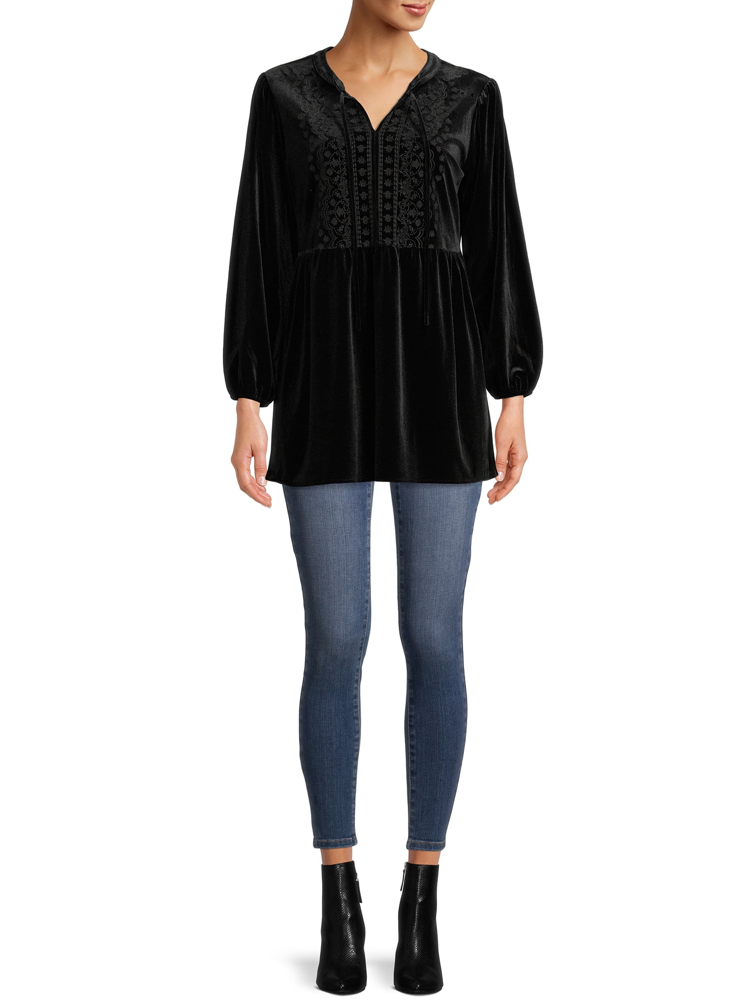 The Pioneer Woman Embroidered Velvet Empire Waist Top
