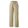 thumbnail image 3 of Sngxgn Women Pants High Waisted Pants Trousers Wide Leg Casual Pants Pockets(Khaki,S), 3 of 4