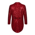 thumbnail image 2 of Yartina Kids Boys Classic Fit Tailcoat Lapel Long Sleeve Wedding Prom Party Sequins Blazer Jacket Burgundy 6, 2 of 7