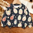 thumbnail image 4 of Girls Easter Sweatshirt Bunny Egg Print Long Sleeve Crewneck Pullover Multicolor Spring Tops for Kids 1-15 Years,Size 8-9 T, 4 of 6