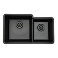 thumbnail image 2 of 32" x 19" Quartz Kitchen Sink, Double Bowl Sink, Drop-in Sink, Undermount Sink, Granite Kitchen Sink, Galaxy Black Kitchen Sink, with Steel Grid, Basket Strainer and Flange Lexicon Platinum LP-6040-K, 2 of 12