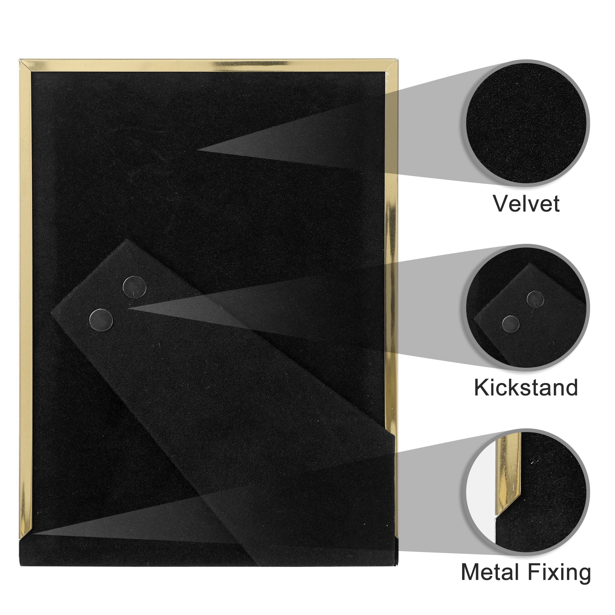 Unique Bargains Modern Picture Frame Brushed Aluminum Metal Photo Frame Black 6x8