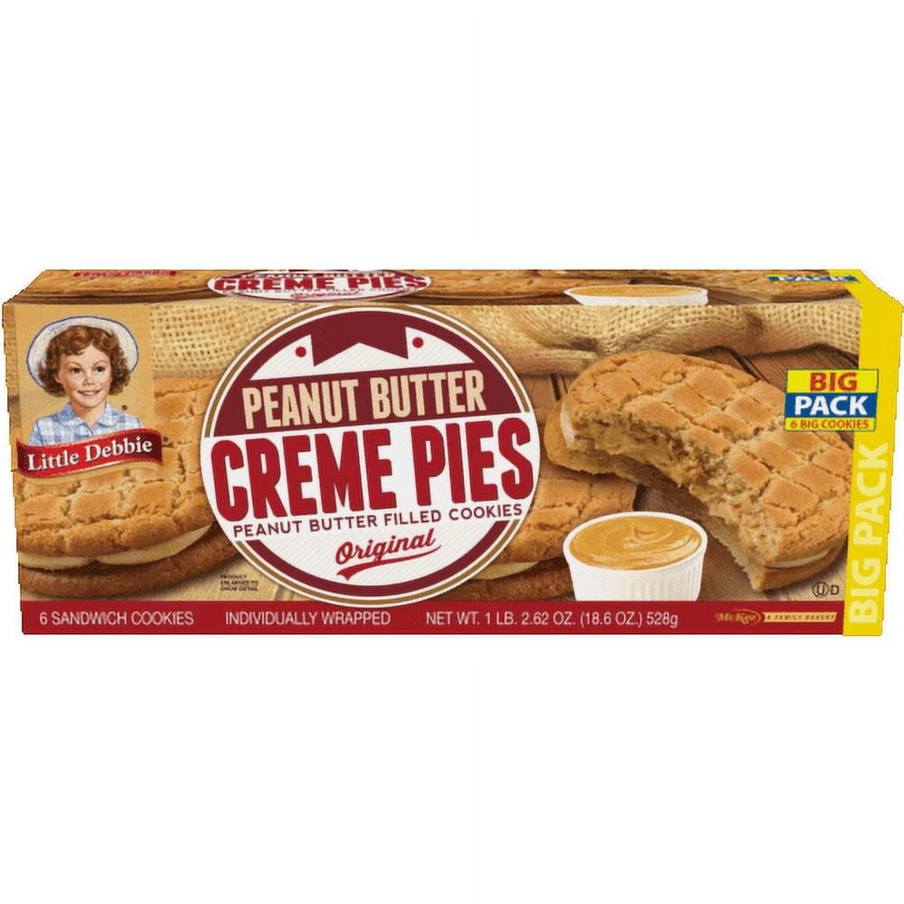 Little Debbie Peanut Butter Creme Pies, 6 Big Pack Boxes, 36 Individually Wrapped Sandwich Cookies