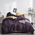 thumbnail image 3 of (Full/Queen(230cm x 90”), A#purple) - EAVD Solid Purple Duvet Cover Queen Soft 100% Long Staple Cotton Purple Bedding with 2 Button Pillowcases Luxury Modern Style Purple Comforter Set with Zipper Clo, 3 of 11