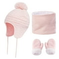 thumbnail image 1 of Gorro De Invierno Para Bebé, Conjunto De Guantes Y Bufanda, Gorro Tejido Con Forro Polar, Gorro Grueso Suave Y Cálido Para Niños De 1 A 3 Años, Niños Y Niñas 3 Uds Vogacara AP007787-03, 1 of 6
