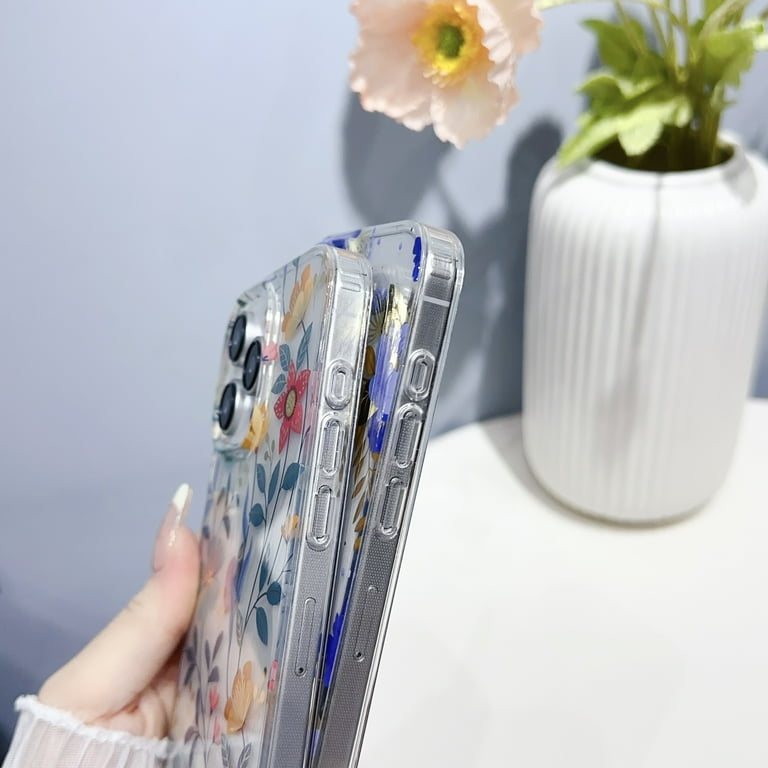 for iPhone 13 Case Clear Flower Floral Women Girl Cute Phone Case