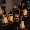thumbnail image 5 of Cififendec Halloween Light Up Fabric Ghost Hanging Ornament, Double Layer Tulle Ghost with Witch Hat for Porch Eave and Fireplace Mantel Decor, 21.65", 5 of 7