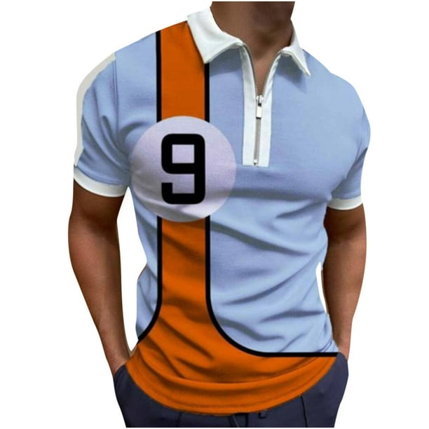 Blusa de manga corta con estampado de cremallera para hombre Pompotops oipoqjl24517