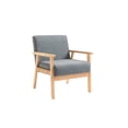 thumbnail image 2 of Gray Linen Chair, 25", Inspired, Solid Wood Frame With Natural Arms, Full Foam Seat, 16.5" Seat Height, 20.5" Width, 19" Depth, 21" Arm 14.17" Back Height Fabric Armchair, & Comfy Cushion,, 2 of 2