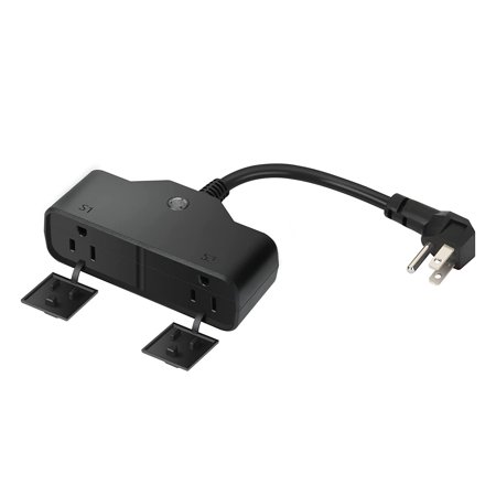 

Smart Plug Outdoor Wi-Fi Outlet with 2 Sockets Compatible with and Google Home IP55 Waterproof Voice&Remote Control Timer No Hub Required FCC and ETL Certified 2.4 GHZ Only Black