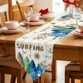 thumbnail image 2 of Beach Surfboard Table Runner Linen Burlap Table Runner 70 Inches Long Summer Sea Surfing Tropical Botanical Tree Dresser Scarves for Kitchen Island Coffee Dining Room Party Holiday Decor 13"x70", 2 of 8