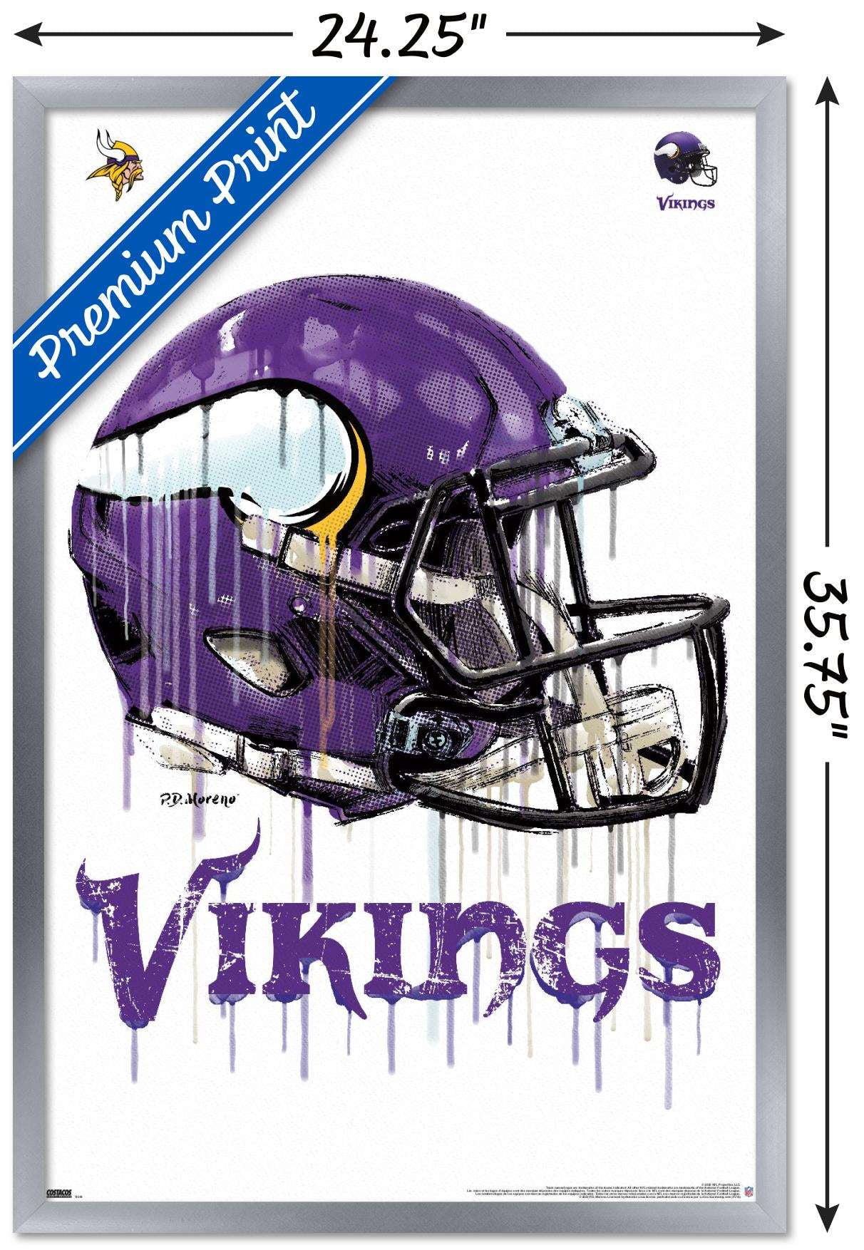 NFL Minnesota Vikings - Drip Helmet 20 Wall Poster, 22.375" x 34", Framed