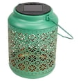 thumbnail image 5 of 7" Green Integrated Floral Pattern Outdoor Solar Lantern with Handle - 5, 5 of 5