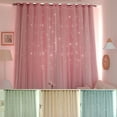 thumbnail image 1 of Willstar 1/2PCS Full Blackout Curtain Double-decker Nordic Style Bedroom Living Room Curtain Hollow Star Net Princess Wind Curtain, 1 of 16