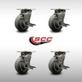 thumbnail image 2 of 5 Inch 316SS Thermo Rubber Flat Tread Swivel Caster Set w/Ball Bearings & Brakes, 2 of 2