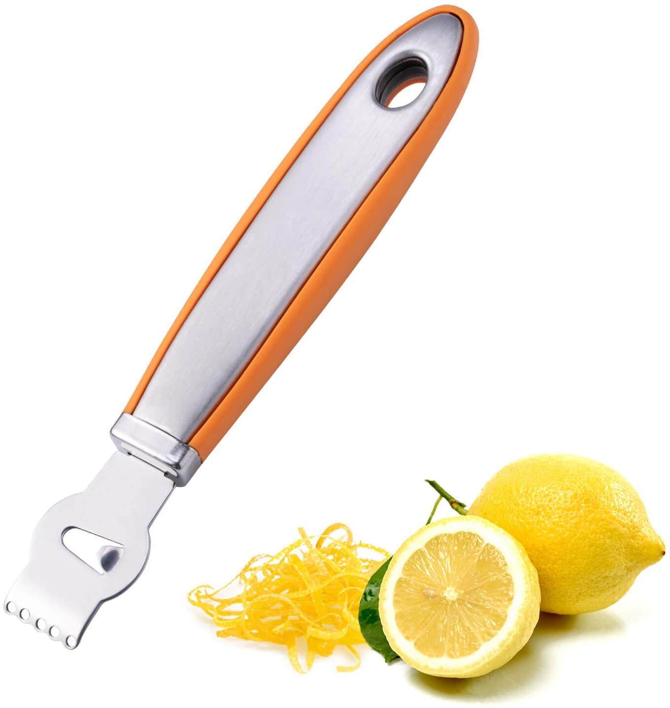 Stainless Steel Peeler Non Slip Grip Citrus Fruit Peeler Lemon Lime Orange Peeler Zester Professional Kitchen Peeling Tool Dishwasher Safe 