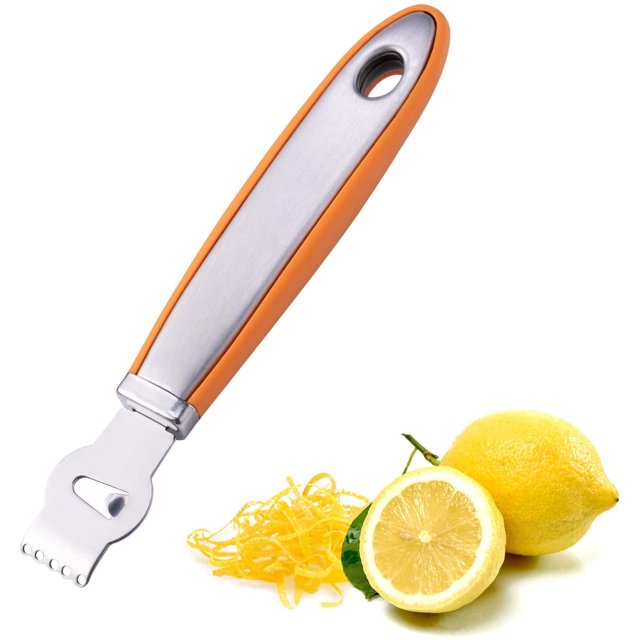 Herramienta Zester de limón para cocina, herramienta Zester de cítricos con cuchillo de canal, rallador Zester de naranja con mango, pelador de cítricos para cócteles Xemadio WMPH-448