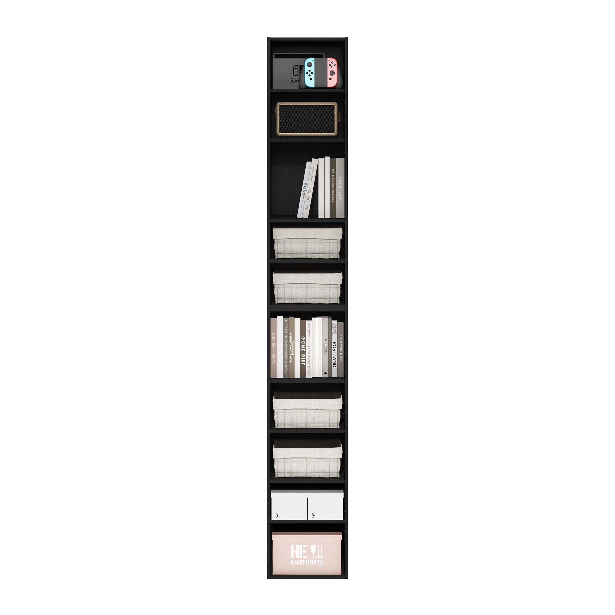 Furinno Pasir 10-Tier Open Shelf Bookcase, Blackwood