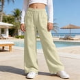 thumbnail image 3 of Girls Cotton Linen Capri Pants Summer Drawstring Wide Leg Pants with Pockets Holiday Boho Beach Palazzo Pants for Kid Boys, 3 of 9
