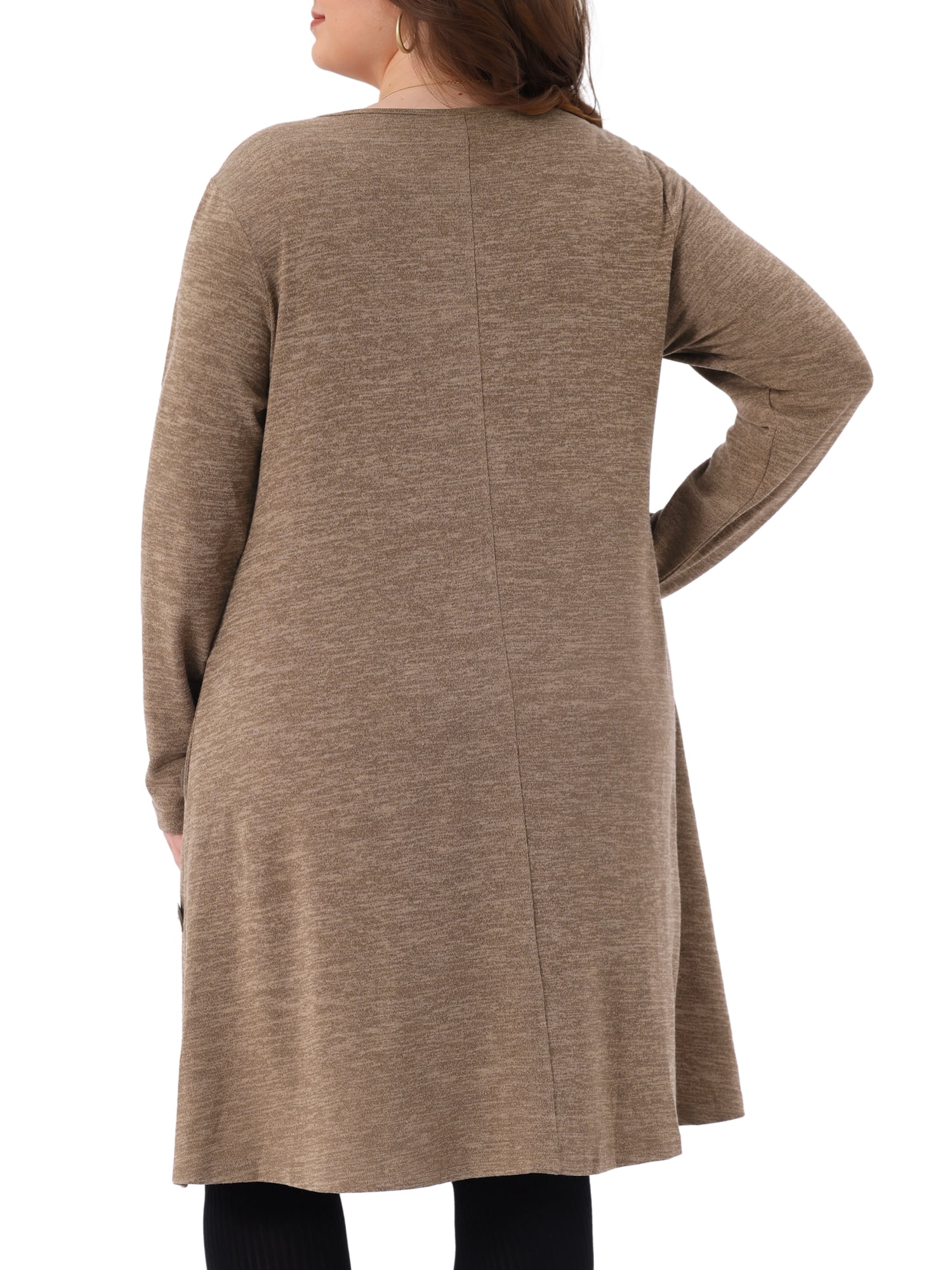 DARING DIVA Plus Size Long Sleeve Fall Fashion Tunic Dress 4X Brown