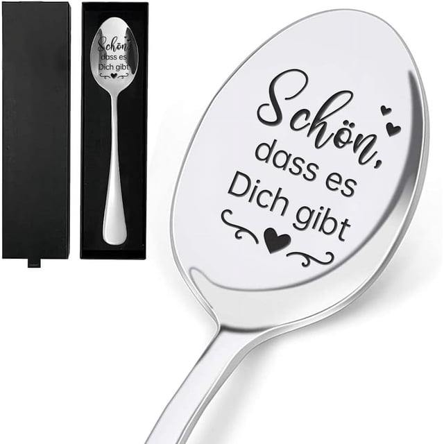 Cuchara de café con grabado "Gracias por tu existencia" Regalo de bodas para novios Cuchara de acero inoxidable Regalos para pareja Aniversario de Pascua Día de San Valentín Regalo de Navidad 19cm