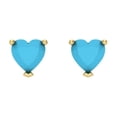 thumbnail image 3 of Clara Pucci 1 ct Brilliant Heart Cut Studs VVS1 Genuine Conflict free Blue Turquoise Solid 18K Yellow Gold Designer Everyday Earrings Screw back, 3 of 5