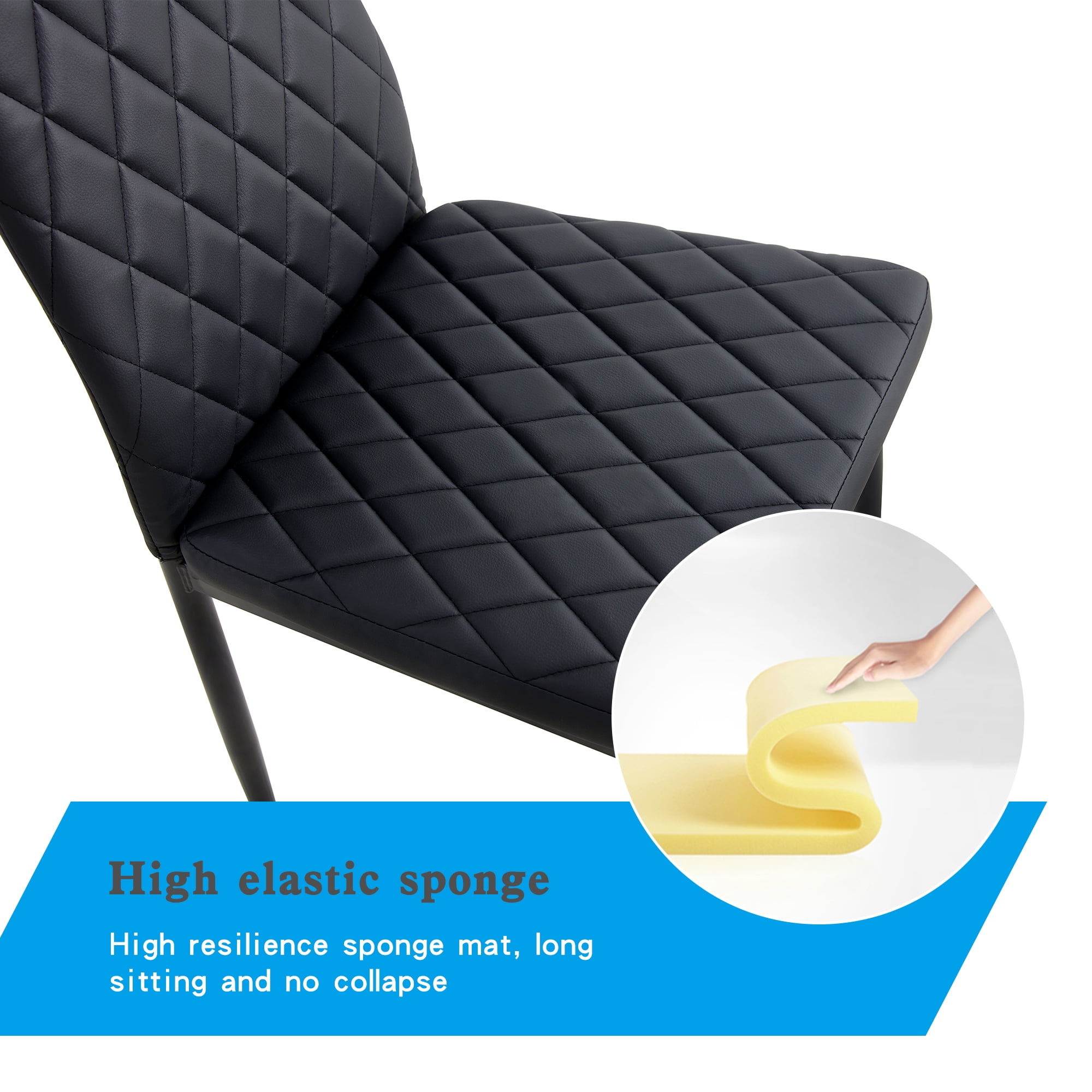 Resenkos Faux Leather Dining Chairs Set of 4, Kitchen & Dining Room Chairs with Backrest and Metal Legs, Comfortable Upholstered Seat Chairs, Black Resenkos Faux Leather Dining Chairs Set of 4, Kitchen & Dining Room Chairs with Backrest and Metal Legs, Comfortable Upholstered Seat Chairs, Black