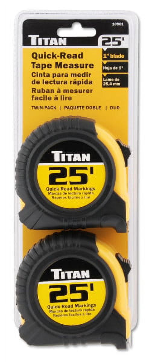 Titan Tools 10901 25 Foot 2 Pack Tape Measure