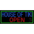 thumbnail image 1 of House Of Tiki Open With Green Border LED Neon Sign 13 x 32 - inches, Clear Edge Cut Acrylic Backing, with Dimmer - Bright and Premium built indoor LED Neon Sign for Bar decor., 1 of 7