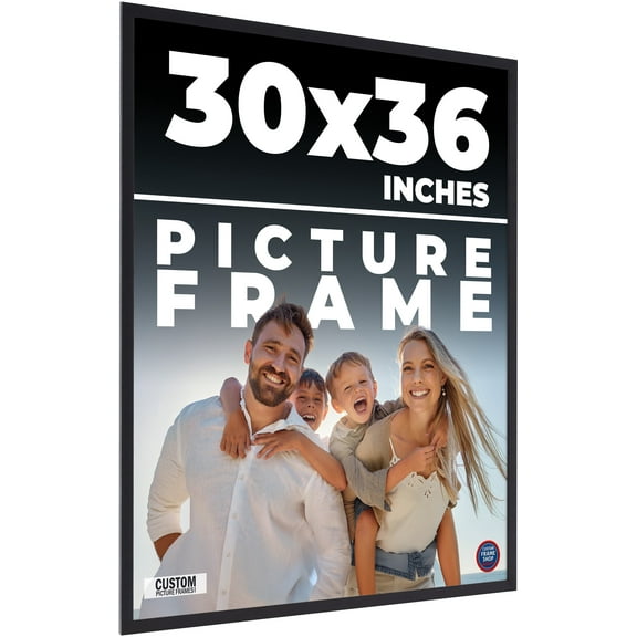 30x36 Black Frame Real Wood Picture Frame Width 0.75 inches | Interior Frame Depth 0.5 inches |
