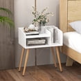 thumbnail image 4 of Gymax Set of 2 Mid Century Modern End Table w/ Open Shelves Metal Support Legs White & Natural, 4 of 10