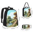 thumbnail image 4 of Naloa Cartoon Mushroom House Print Large Capacity Backpack Lunch Bag Pencil Case Combination 3 Piece Set for Student, 4 of 8