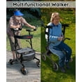 thumbnail image 4 of Bangeran BreezeStride Extérieur Roulant Walkers pour Aînés avec Siège, Roues de Pneu Non Pneumatique de 8”, Conception Pliable Compacte pour Aînés Upright, Rollator Foncé, Gris, 4 of 7