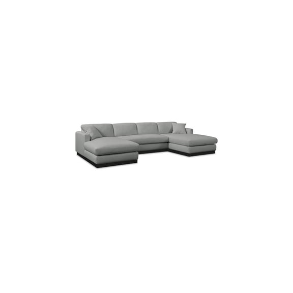 Meridian Furniture Johanna Grey Linen Textured Fabric 3pc. Sectional