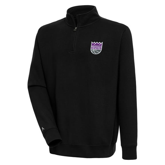 Men's Antigua  Black Sacramento Kings Victory Quarter-Zip Pullover Top