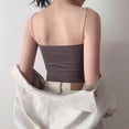 thumbnail image 5 of Sevevn Women's Basic Spaghetti Strap Crop Top Camisole Sleeveless Tube Cami Shirts Tank Tops With Removable Padding Dark Gray Free Size, 5 of 6