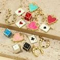 thumbnail image 2 of Pack of 3 18k Gold Plated Earrings Charm Heart/Horseshoe/Dices Card Necklace Pendant Jewelry Making Accessories, 2 of 9
